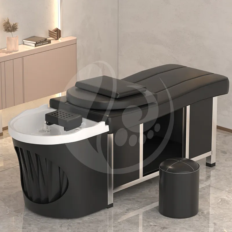 Multifunktionaler edelstahlrahmen wassertherapie shampoo bettkopf spa waschen haar salon möbel für barbershop