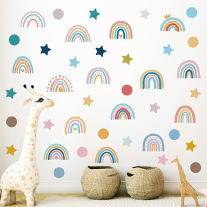 76pcs Rainbow Wall Stickers Boho Rainbow Wall Decals for Boys Girls Bedroom <strong>Classroom</strong> <strong>Decoration</strong> Wall Murals <strong>School</strong> Art Decor - Product Image 1