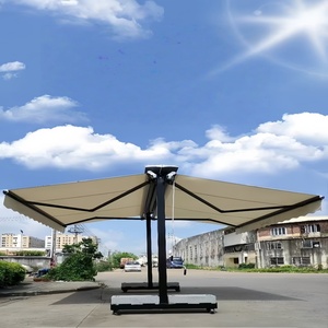 Auvent double face de luxe personnalisé pare-soleil motorisé <span class=keywords><strong>sur</strong></span> pied lumière LED en tissu acrylique <span class=keywords><strong>pour</strong></span> patio jardin commercial - Product Image 1