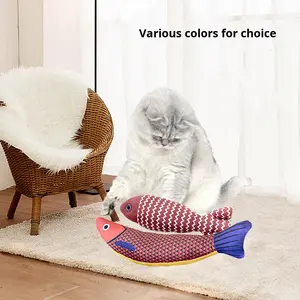 Keten kedi oyuncak simülasyon çuval bezi Catnip balık yavru diş çıkarma eğitim sopa için kendini zevk ve sıkıntı kabartma Pet oyuncak - Product Image 3