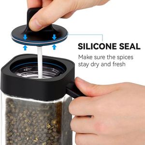 Juego de recipientes de sal y azúcar para tarros de condimentos de vidrio de 400ml para cocina, juegos de <span class=keywords><strong>3</strong></span> tarros de especias con cuchara, tarro de condimentos, contenedor de especias - Product Image 3