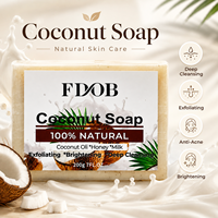 Savon Solide Naturel au Lait de Coco et Miel 200g Bio Fait Main Anti-Acné Blanchissant Nettoyant en Profondeur Exfoliant Marque Privée OEM