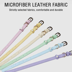 Kalung kucing anjing kustom mode dapat diatur gesper logam seri lucu tali bunga aster mewah kerah kulit anjing grosir - Product Image 5