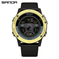 Новые наручные часы Sanda 9024 в форме автомобиля, светодиодные цифровые часы для мужчин, водонепроницаемые, для активного отдыха и спорта, Relogio Masculino