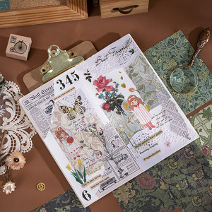 Hot Sales Retro 60 Blatt verschiedene Collage Paper Junk Journal Kit <span class=keywords><strong>Ephemera</strong></span> Pack Bastel papier zubehör für Scrap booking - Product Image 2