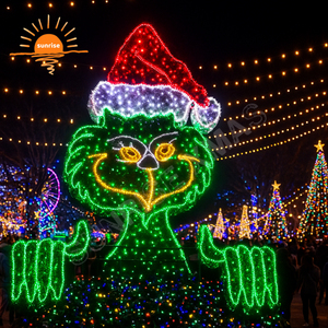 Custom Wholesale Grinch <strong>Christmas</strong> Lights Motif <strong>Outdoor</strong> LED Lighted Yard <strong>Decoration</strong> Animated Large Grinch Face <strong>Decorations</strong> Lights - Product Image 6