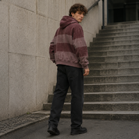Vente en gros de sweats à capuche zippés pour hommes, style streetwear vintage, en molleton de coton épais, délavé à l'acide, patchwork, effet usé et ourlet brut