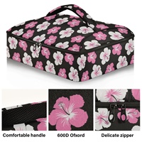 Bolsa Térmica Porta Alimentos Personalizada con Diseño Hawaiano de Flores de Hibisco para Entrega de Comida y Pizza