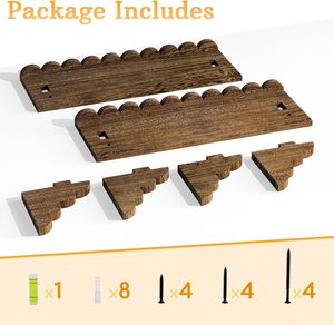 Solid Wood Wall Shelf 17 Inch Floating 2-Tier Shelf Wood Brackets Easy Install Rustic Design <b>for</b> Living Room - Product Image 6