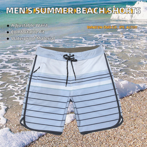 Shorts de plage décontractés en toile pour hommes, respirants, imperméables, en polyester tricoté, à motifs floraux ou unis, pour l'été et le fitness, vente en gros - Product Image 2