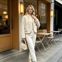 Veste Courte Femme 2026 Ice Fox en Fausse Fourrure de Vison de Luxe, Col Montant, Bouton Unique, Coupe Courte, Poches, Douce, Chaude, Élégante et Décontractée