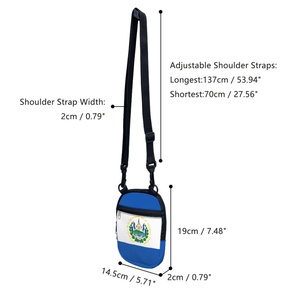 Bolso bandolera pequeño con solapa y patrón de bandera de <span class=keywords><strong>El</strong></span> Salvador personalizado unisex, venta al por mayor, bolsos laterales con cierre de cremallera para mujer y Niña - Product Image 5