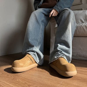 Cotton shoes 2026 spring new style matte leather with buckle <b>padded</b> one-piece slip-on over sized men's shoes - Product Image 3
