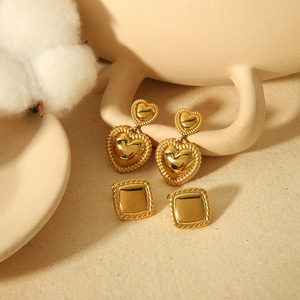 Pendientes Colgantes de Moda, Joyería Fina para Mujer, Pendientes de Acero Inoxidable Chapados en Oro, Bisutería Love - Product Image 1