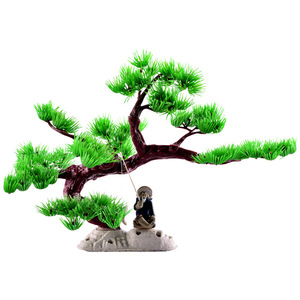 Shiqu ต้นพืชบอนไซประดับหินขนาดใหญ่ต้นไม้เทียมทำจากพลาสติกประดับต้นน้ำขนาดเล็ก - Product Image 5