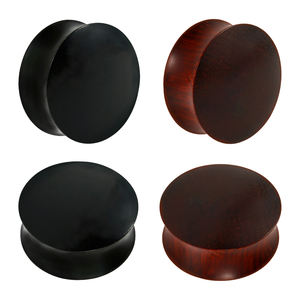 लकड़ी डबल फ्लड प्लग कान सुरंग प्लग मांस एक्संडर गेज स्ट्रेचर इयररिंग्स 8 मिमी-25 मिमी इयररिंग्स - Product Image 2