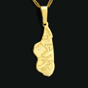 FS Fashion 18K Plaqué <span class=keywords><strong>Or</strong></span> Style Vintage <span class=keywords><strong>Madagascar</strong></span> Carte <span class=keywords><strong>Pendentif</strong></span> pour Cadeau Fête ou Anniversaire Bijoux de Haute Qualité - Product Image 5