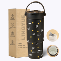 Bouteille isotherme Lingyue 700 ml avec revêtement céramique, double mode de consommation, séparation thé/eau, anti-fuite, avec poignée portable
