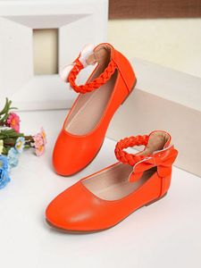 Chaussures plates pour enfants personnalisées, couleur unie, nœud papillon, en cuir PU tricoté, chaussures plates habillées pour filles - Product Image 4