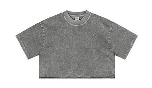 Popular DTG Print Women's Acid Wash Crop tops Algodón 250gsm Vintage camiseta Tops - Product Image 4