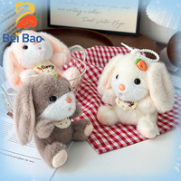 Boneka kelinci telinga panjang 4 inci imut, gantungan kunci, dekorasi wortel, boneka kelinci isi dakron, aksesoris tas ransel, liontin, tersedia banyak