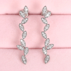 Orecchini a Goccia con Foglie per Donne, Gioielli Eleganti con Zirconi, Regalo Quotidiano Chic - Product Image 3