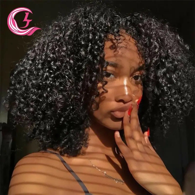 Perruque Lace Front Wig Afro brésilienne naturelle crépue — eva, cheveux bouclés, 13x4, pre-plucked, court, densité 150%, 30 pouces, vente en gros