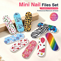 Lime à ongles double face texturée imprimée de 6 cm, outil portable coloré pour le soin des ongles artificiels et la manucure