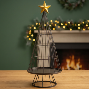 Sapin de Noël d'intérieur en fer avec étoile, taille standard - Product Image 3