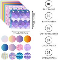 Papier transfert thermique en vinyle bleu aquarelle pour sublimation, pour machine DIY T-shirt