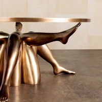 Table basse en verre à six pieds en laiton, design créatif, mobilier de salon simple et luxueux