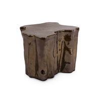 Table d'appoint moderne haut de gamme en laiton poli avec gravure d'arbre doré et patines décoratives pour salons domestiques