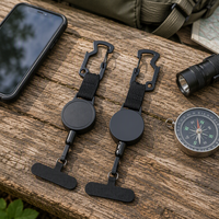 Porte-clés rétractable portable et étanche avec logo personnalisé, avec espace pour téléphone, boucle de clé exécutive pour usage extérieur, certifié ASTM