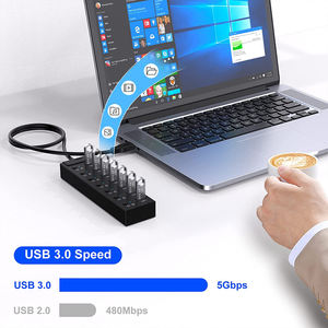 Interruptores de alimentación individuales y LED Transferencia DE DATOS DE 7 puertos 5Gbps USB 3,0 HUB para teclado de ratón HDD T-flash - Product Image 5