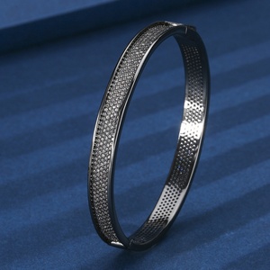 Fashion Jewelry Eco-friendly <b>Copper</b> Rose Gold Plated Minimalist Design Micro Pave Zircon Anti Tarnish <b>Bangles</b> for Women - Product Image 5