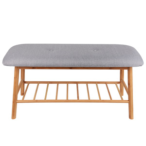 European and American style gray canvas stool, home <b>shoe</b> changing stool, sofa, cloakroom upholstered stool, bedroom footstool - Product Image 5