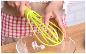 Ustensiles de <span class=keywords><strong>cuisine</strong></span>, <span class=keywords><strong>fouet</strong></span> à œufs en plastique, <span class=keywords><strong>fouet</strong></span> rotatif 2 en 1, ballon et <span class=keywords><strong>fouet</strong></span> plat recouvert de <span class=keywords><strong>silicone</strong></span> pour mélanger - Product Image 3