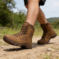 Bottes tactiques montantes en similicuir pour hommes, personnalisées en usine, pour l'extérieur, automne-hiver, avec embout en acier, pour la randonnée et l'alpinisme