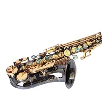 Saxophone soprano Bb professionnel en laiton nickelé noir, deux couleurs au choix, petit tube courbé, instrument à vent