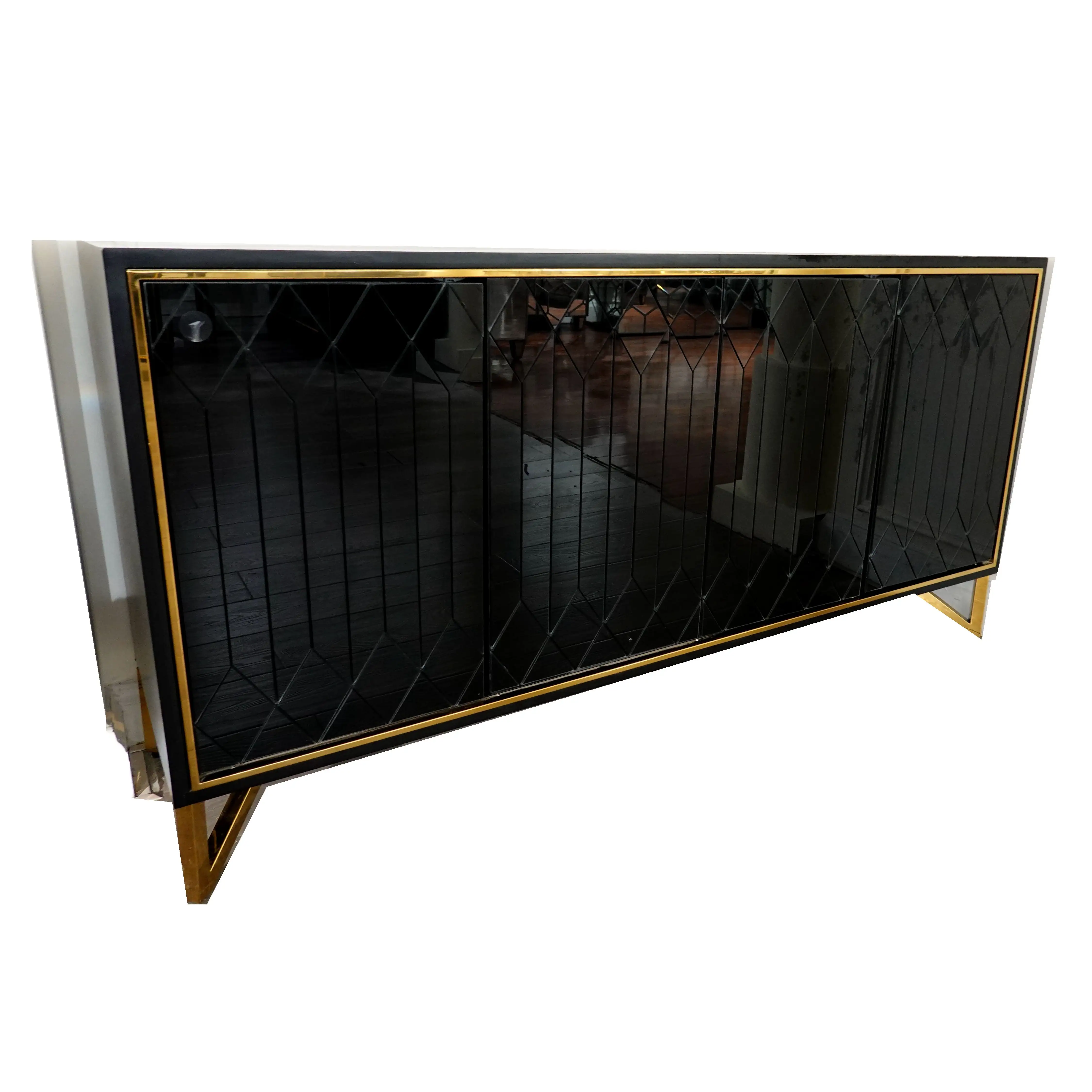 Guanye Hotsale aparador moderno estilo conciso de muebles de madera espejo negro aparador bufé del gabinete
