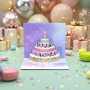Biglietto d'<span class=keywords><strong>Auguri</strong></span> 3D Valsen 'Buon <span class=keywords><strong>Compleanno</strong></span>' in Carta Patinata, Design Torta Pop-Up, <span class=keywords><strong>Auguri</strong></span> Appassionati, Finitura Lucida, Busta Inclusa - Product Image 1