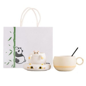 แก้วกาแฟเซรามิคลายแมวพร้อมที่กรองชา ชุดแก้วน้ำชา ดีไซน์การ์ตูนน่ารักสดใส สำหรับชาและกาแฟ - Product Image 5
