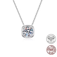 Collier pendentif en moissanite ronde taille coussin 1 carat couleur D VVS1 en argent sterling 925, passe le testeur de diamant, bijoux fins pour femme