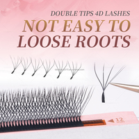 DANIKE Double Tips 4D W Lashes Mix 8-15mm D Curl 8 Lashes Woven Volume Cils pour Extensions de Cils Greffés Professionnels