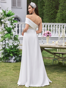 אלגנטי שמלת כלה שמלת כלה שמלת כלה-קו לבן מודרני שמלת כלה-קו-קו שמלת הכלה לבן מודרנית שמלת כלה-קו-קו שמלת מקסי - Product Image 3