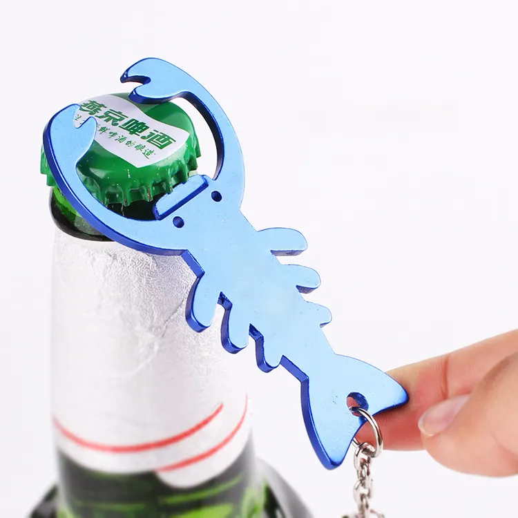 도매 선전용 주문 로고 알루미늄 Keychain 맥주 병따개 열쇠 고리