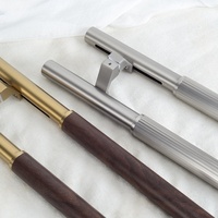 Grandes poignées de traction modernes en acier inoxydable pour porte en verre en bois Poignée en bois de noyer brossé Boutons de traction classiques personnalisables
