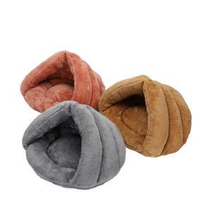 ที่นอนสัตว์เลี้ยงขนแกะอาร์กติกอบอุ่นในฤดูหนาวถุงนอนหนากึ่งปิดล้อมสไตล์คลาสสิกเตียงแมวที่มีรูปแบบของแข็ง - Product Image 5