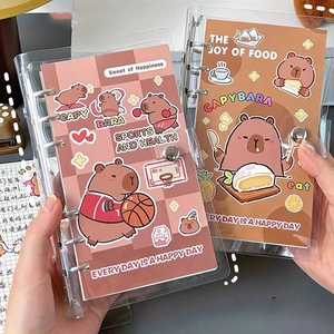 80 fogli di cartone animato capibara raccoglitore foglie sciolte taccuino Kawaii 6 anelli Biner Planner Mini Notebpad Diaryjournal taglio Planner - Product Image 1