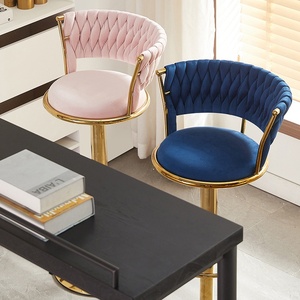 Silla <span class=keywords><strong>de</strong></span> Bar Nórdica, Mueble <span class=keywords><strong>de</strong></span> Barra, Metal y Terciopelo, Ajustable, Giratoria, Alta, Dorada, Moderna, <span class=keywords><strong>de</strong></span> Lujo, <span class=keywords><strong>para</strong></span> Barra <span class=keywords><strong>de</strong></span> <span class=keywords><strong>Cocina</strong></span> - Product Image 3